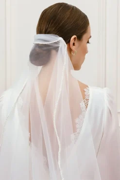 Bohemisk brudslöja med pärlkant